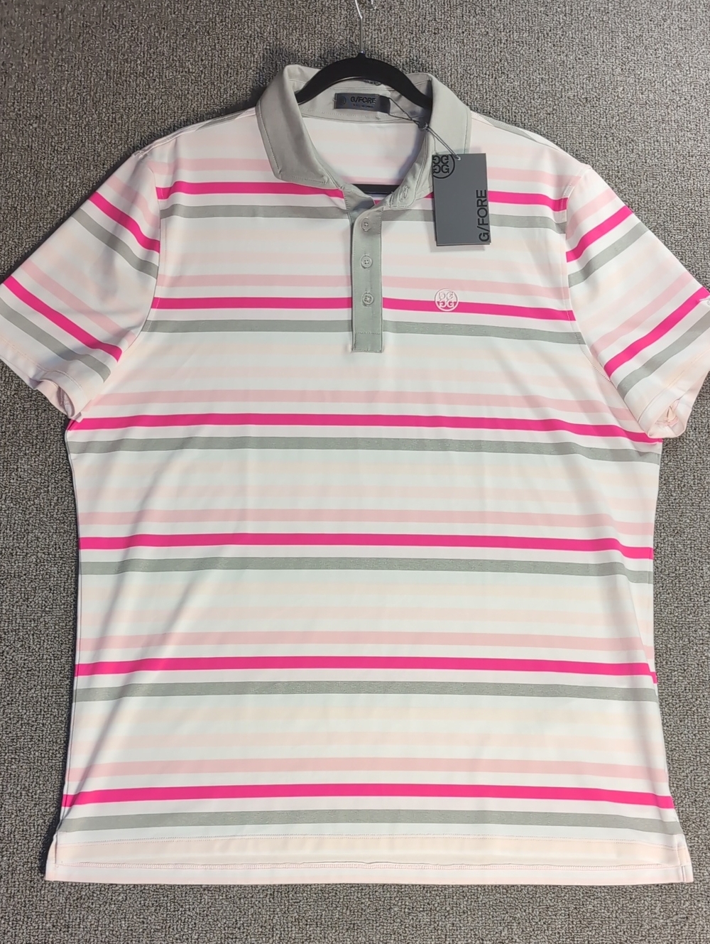 NWT G/FORE Men's Knickerbocker Country Club Favourite Stripe Pink Polo Sz XL